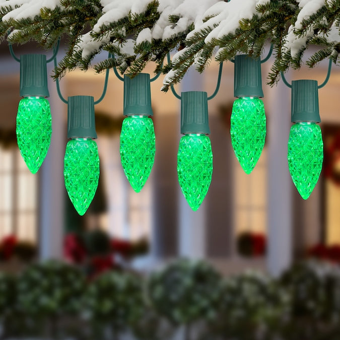 Commcercial Green LED C9 Light Bulbs - 25 Pack - The Country Christmas Loft