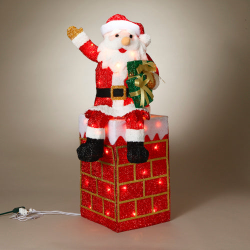 40 Inch Santa & Chimney Light Up - The Country Christmas Loft