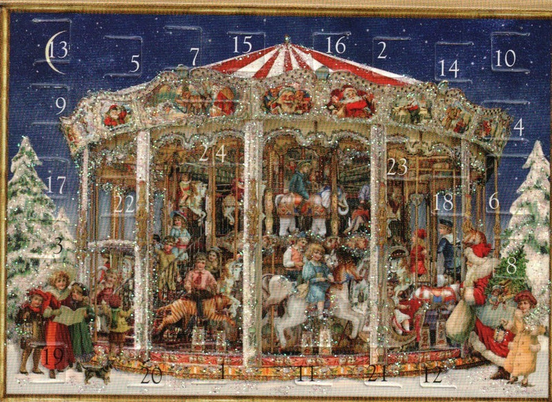Miniature Victorian Advent Calendar Card - The Carousel