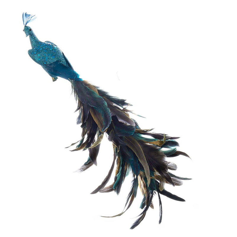 Decorative Feather Peacock With Clip - 18 Inch