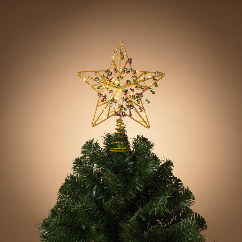 Gold Star Lighted Tree Topper - The Country Christmas Loft