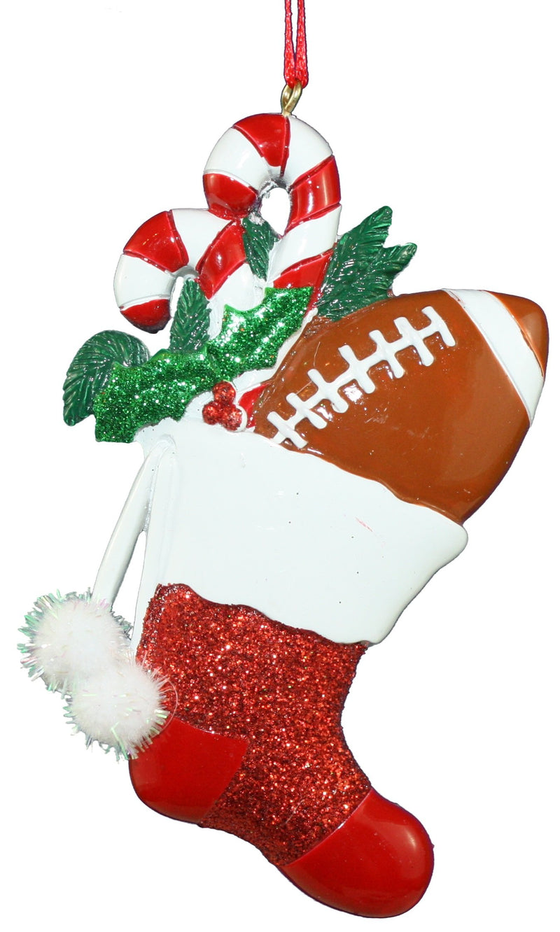 4.3 Inch Football Resin Sports Sock Ornament - The Country Christmas Loft