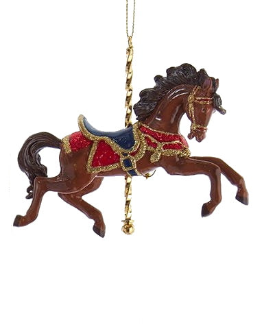 Resin Carousel Ornament - Brown Horse - The Country Christmas Loft