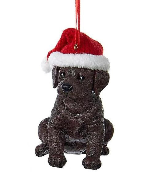 Labrador With Christmas Hat Ornament - Brown - The Country Christmas Loft