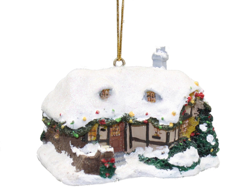 Thomas Kinkade Winter House Ornaments - Chimney in Back - The Country Christmas Loft