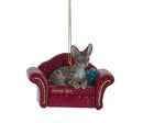 Cat On Red Sofa Ornament - - The Country Christmas Loft