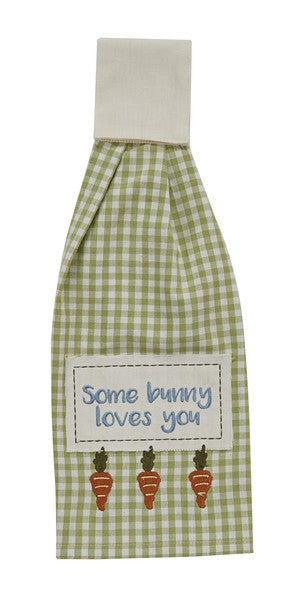 Some Bunny Loves You Appliqued Dish Towel - The Country Christmas Loft
