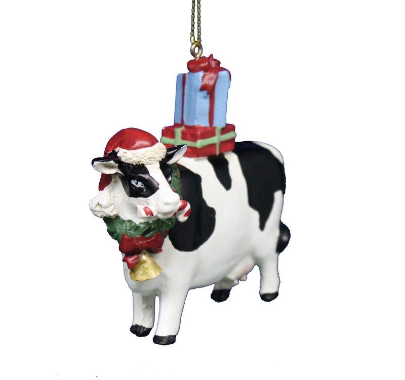 Christmas Cow with Presents Ornament