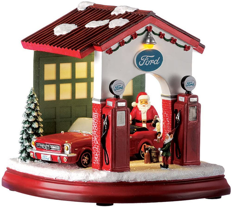 Santa at the Mustang Garage Diorama - The Country Christmas Loft
