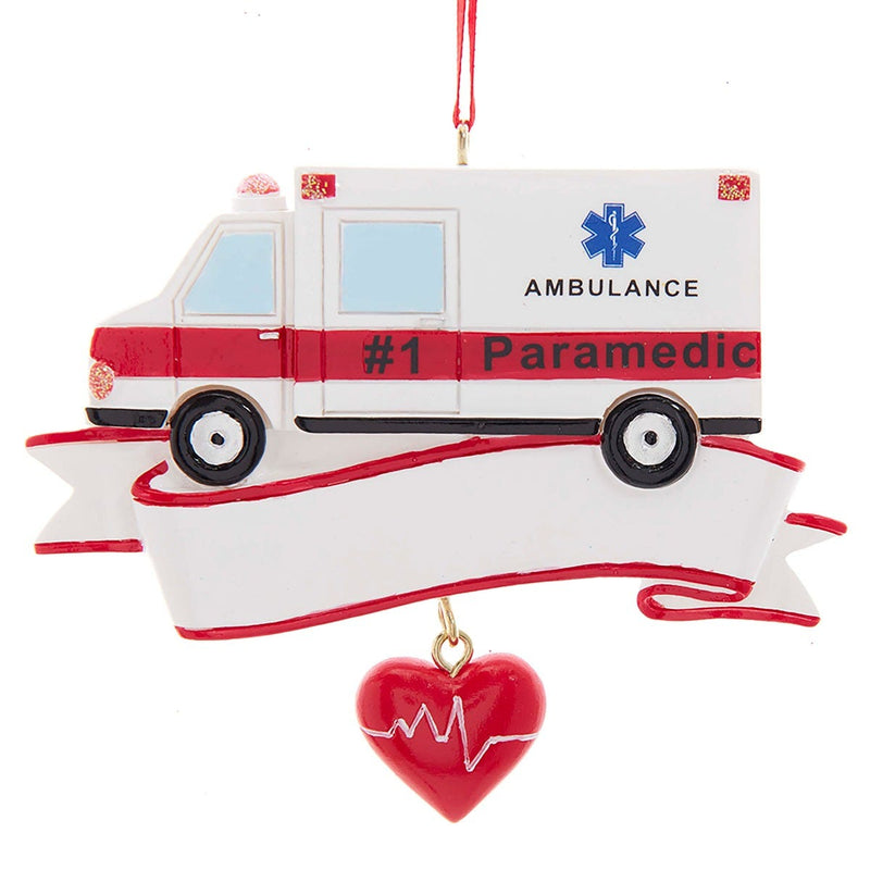 Ambulance Ornament with Hanging Heart - The Country Christmas Loft