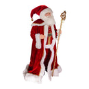 Kringle Klaus Elegant Santa With Staff - 72 Inches Tall - The Country Christmas Loft