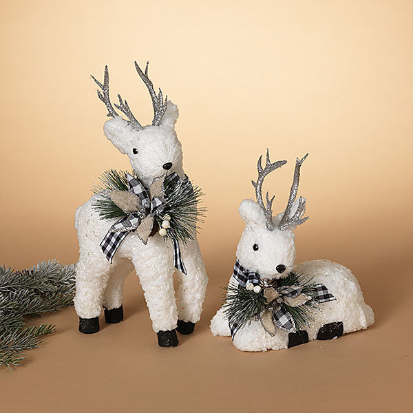 Holiday Deer with Pine and Fabric Bow - The Country Christmas Loft
