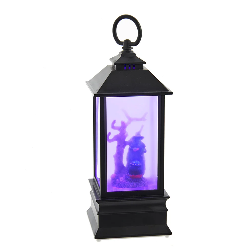 Battery Operated 3-Light Purple LED Halloween Witch Water Lantern - The Country Christmas Loft