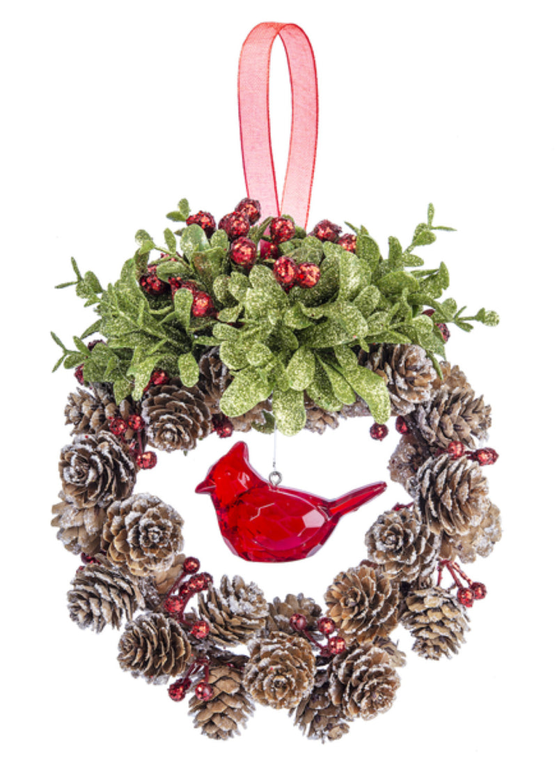 6 Inch Pinecone Cardinal Wreath - The Country Christmas Loft