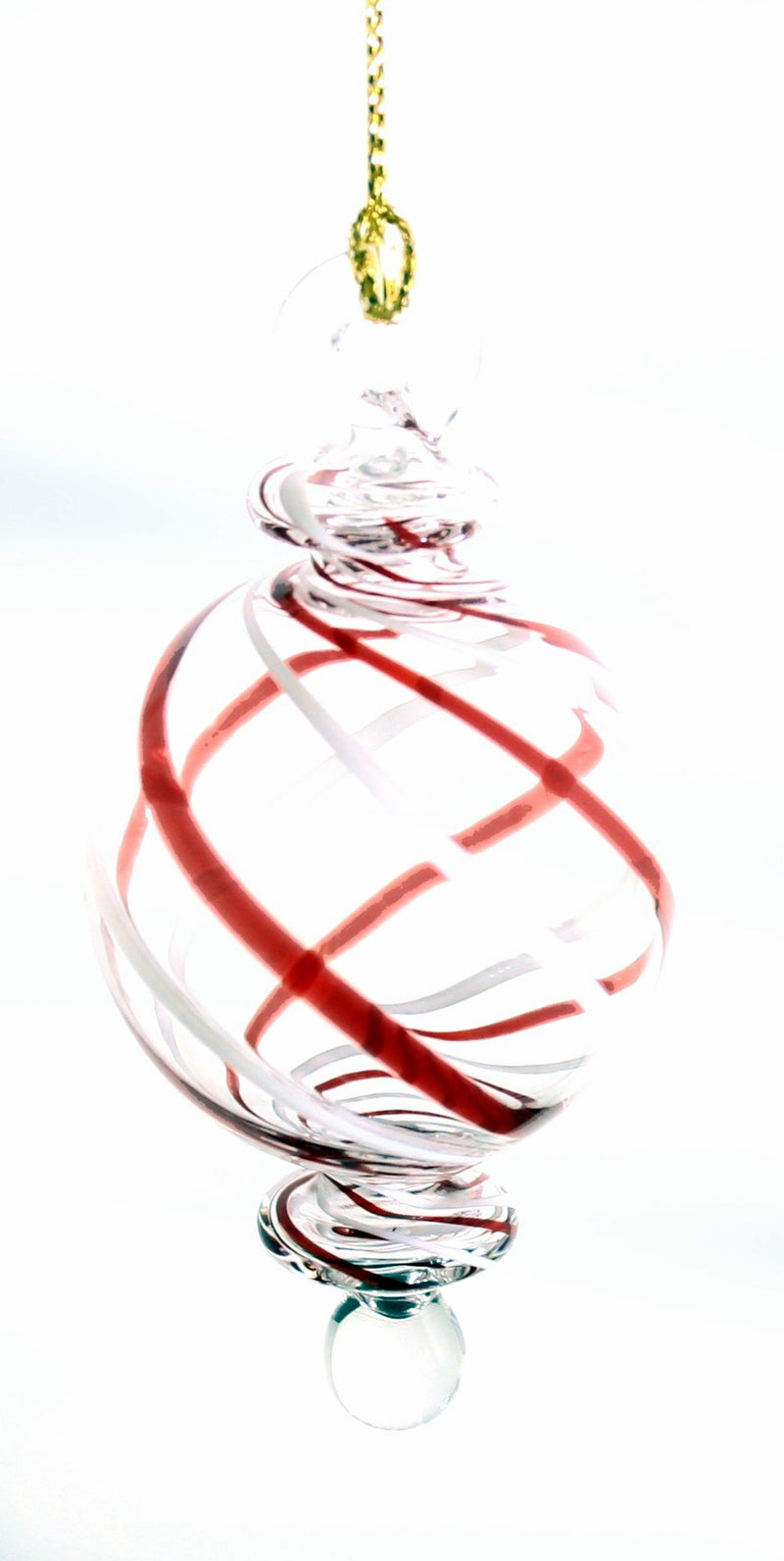 Candy Cane Stripe Blown Glass Ornament - Ball