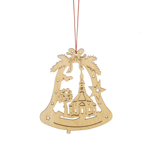 Wooden Holiday Icon Ornament - Bell - Round Church - The Country Christmas Loft