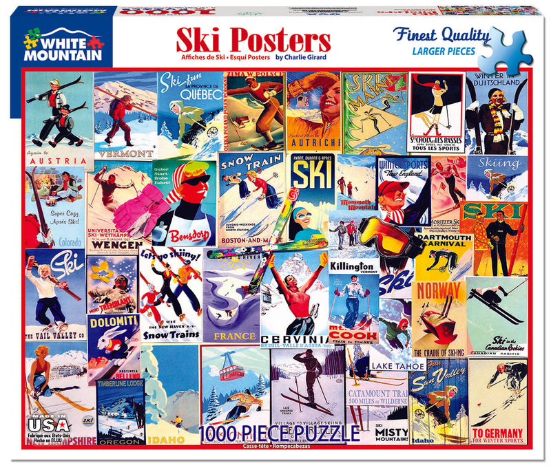 Ski Posters - 1000 Piece Jigsaw Puzzle - The Country Christmas Loft