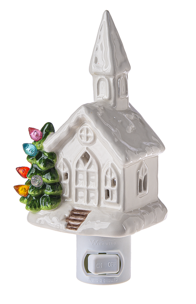 Ceramic Church Night Light - The Country Christmas Loft