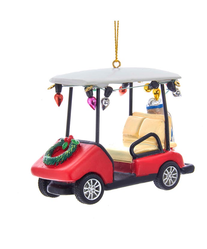 Golf Cart With Wreath Ornament - The Country Christmas Loft