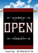 Open for Business Red Black House Flag - The Country Christmas Loft