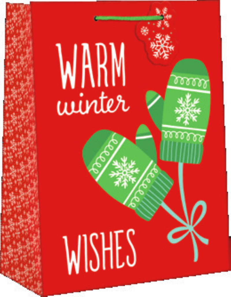 Whimsical Small Gift Bag - Warm Winter Wishes - The Country Christmas Loft