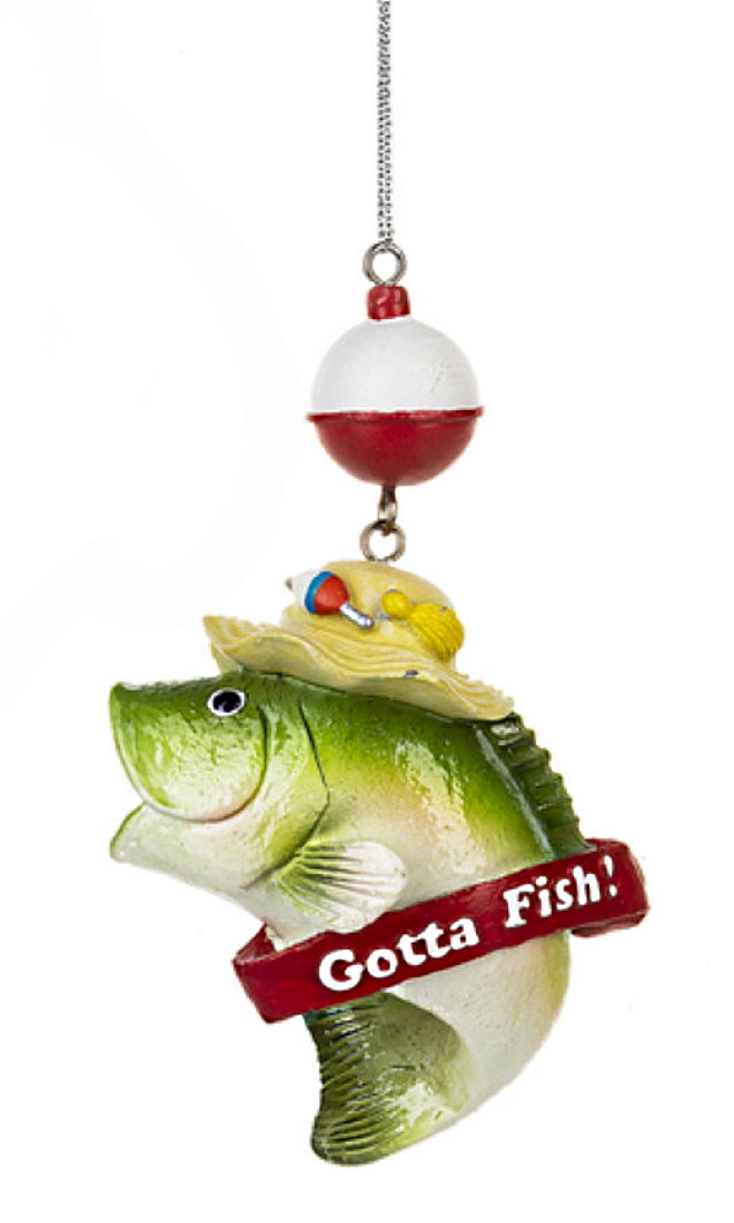 Whimsical Fishing Ornament -  Drop a Line - The Country Christmas Loft