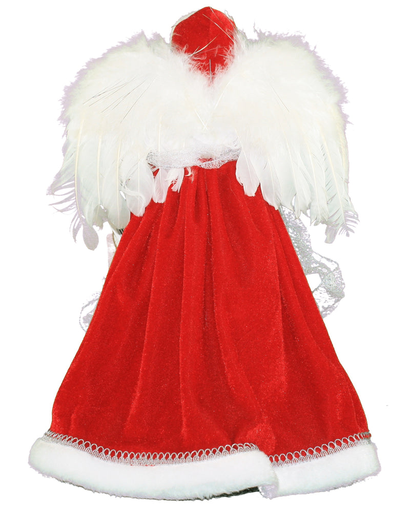 Red Silver Angel Tree Topper - 16" - The Country Christmas Loft