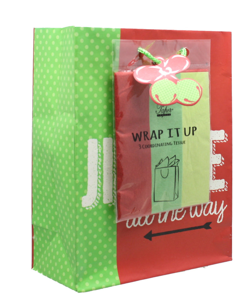 Jingle All The Way Gift Bag With Tissue - The Country Christmas Loft