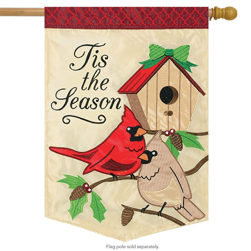 Large Double Applique House Flag - Tis the Season - The Country Christmas Loft