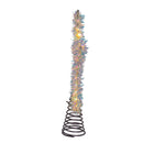 Warm White LED Silver Tinsel Star Treetop - 12 Inch