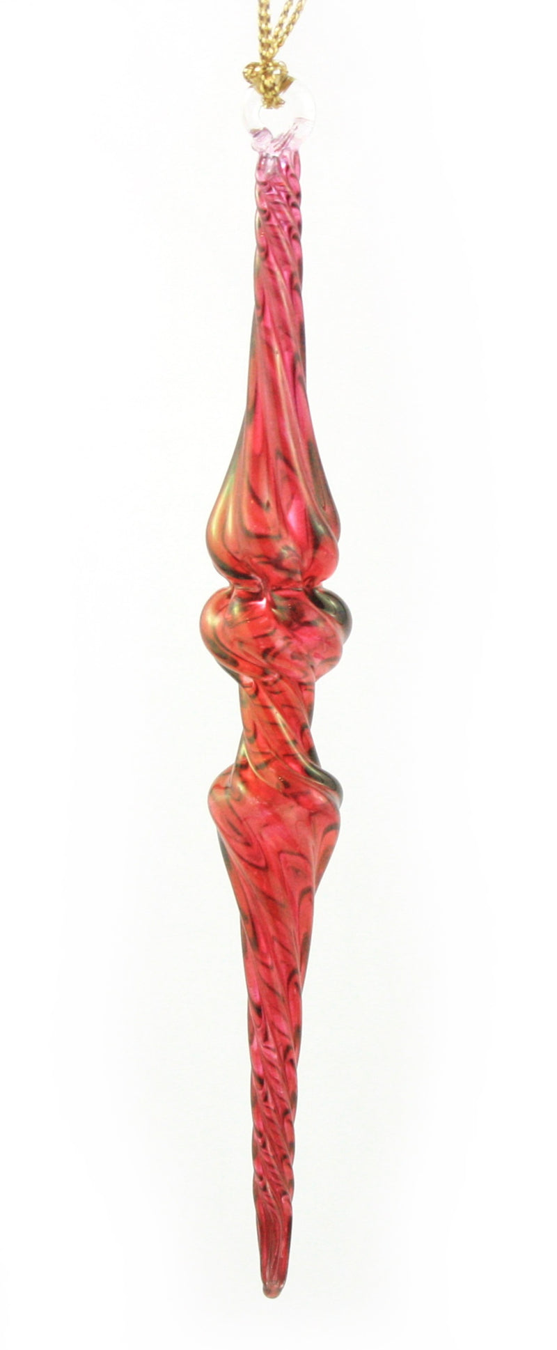 Outer Swirl Icicle Glass Ornaments - Christmas Red - Double Torus