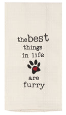 Embroidered Waffle Tea Towel - Furry