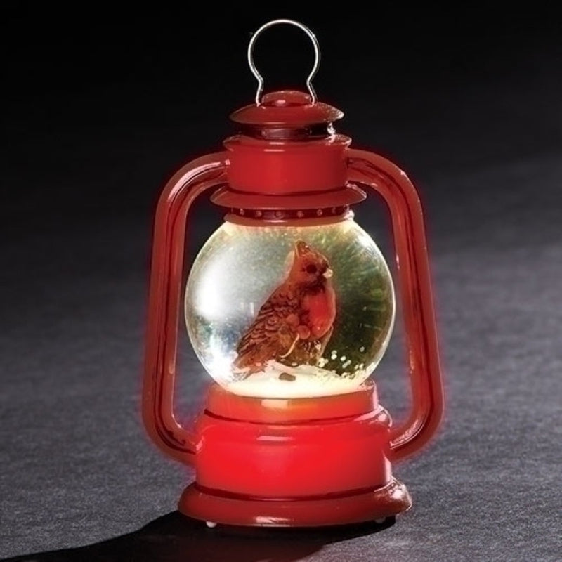 LED Lit Mini Lantern Snowglobe with Cardinal - The Country Christmas Loft