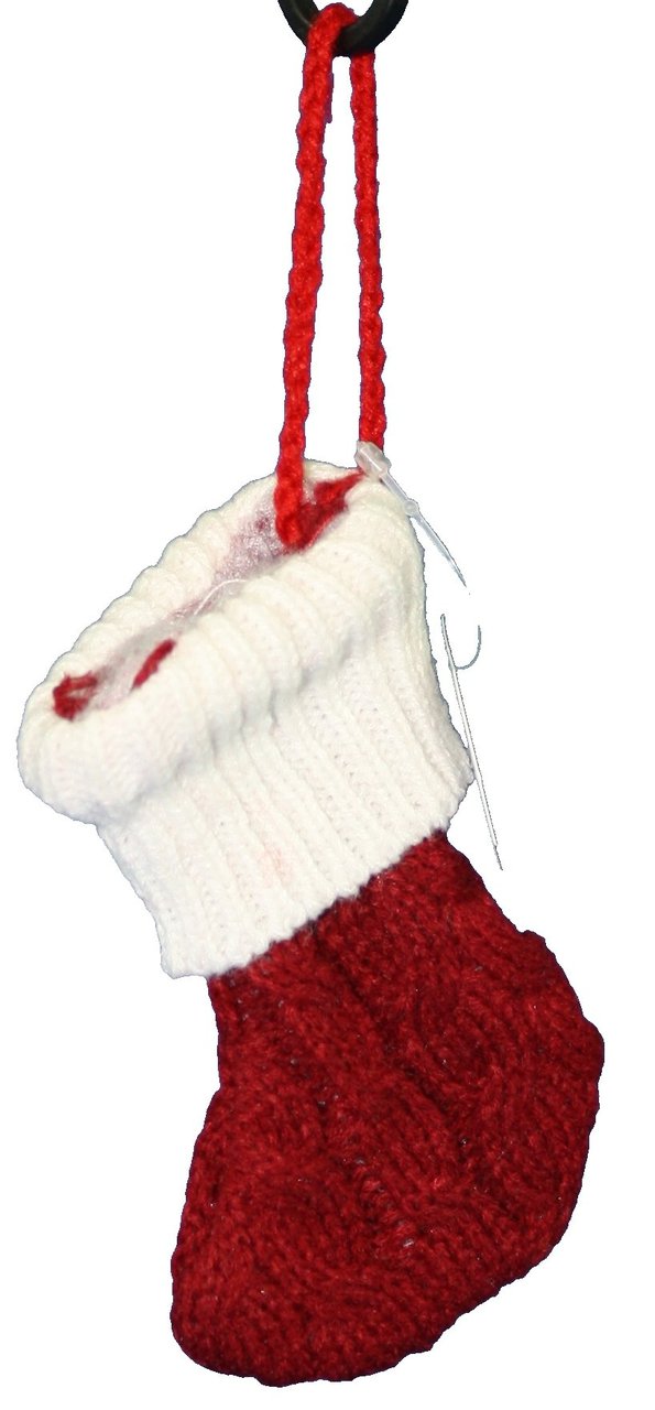 Knitted Red and White Stocking Ornament - The Country Christmas Loft