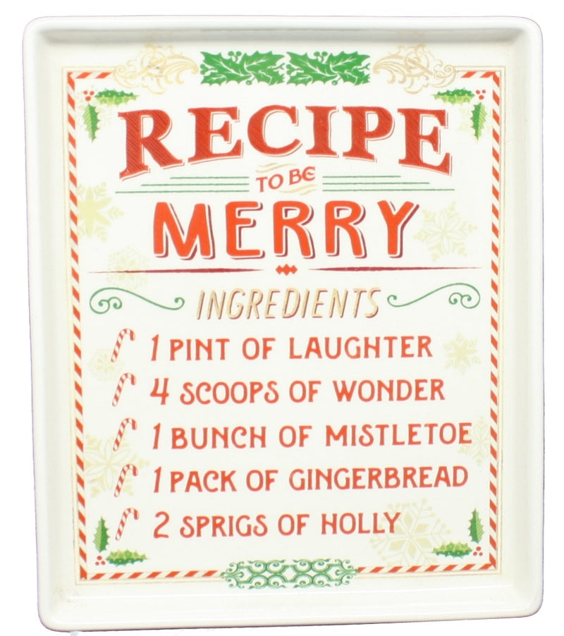 Stoneware Recipe Plate - Be Merry - The Country Christmas Loft