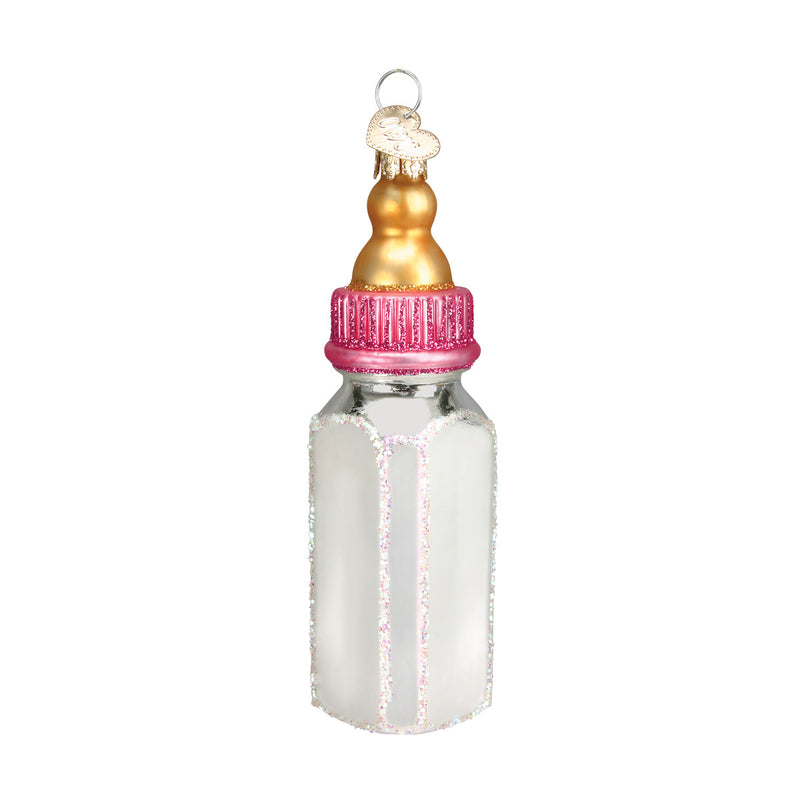 Baby Bottle Ornament - Pink - The Country Christmas Loft
