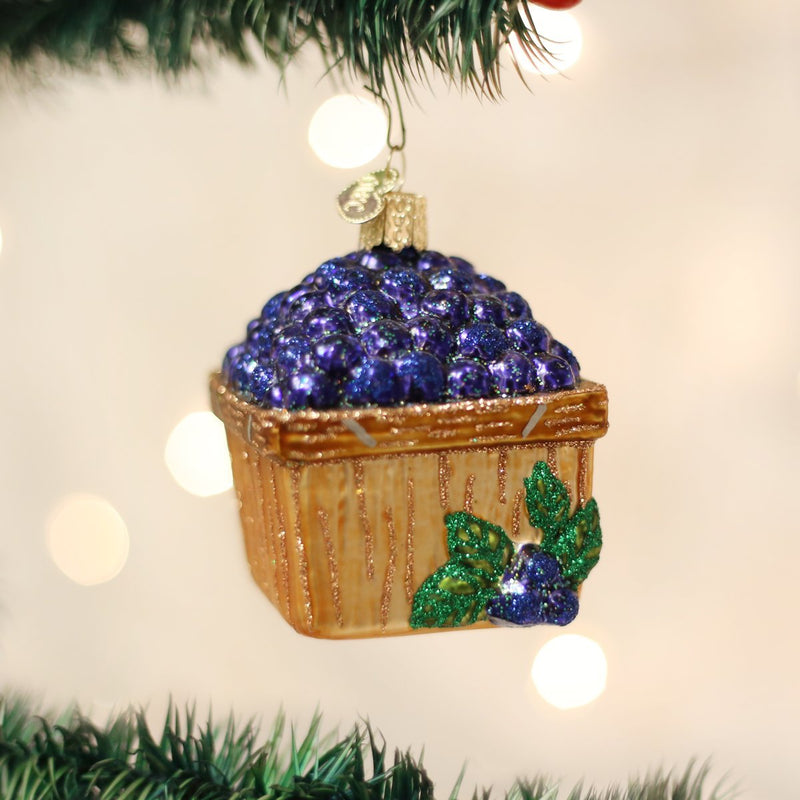 Old World Christmas Basket Of Blueberries Glass Ornament - The Country Christmas Loft