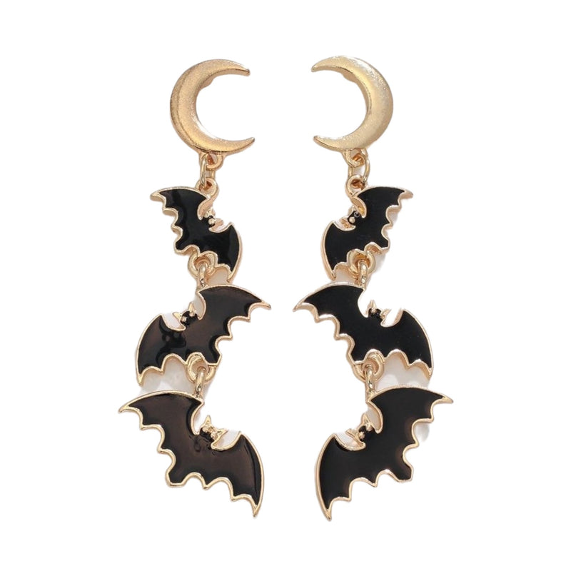 Black Bats and Gold Moon - Earrings
