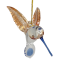 Egyptian Glass Golden Wing Blue Beak Hummingbird Ornament