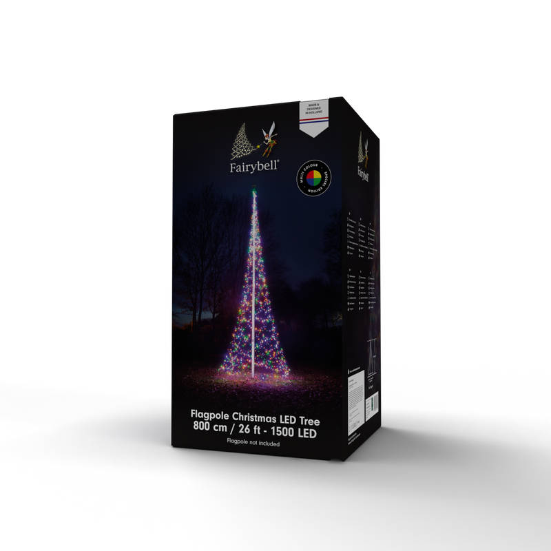 Fairybell 25 Foot Flagpole Tree - 1500 LED Multi Color