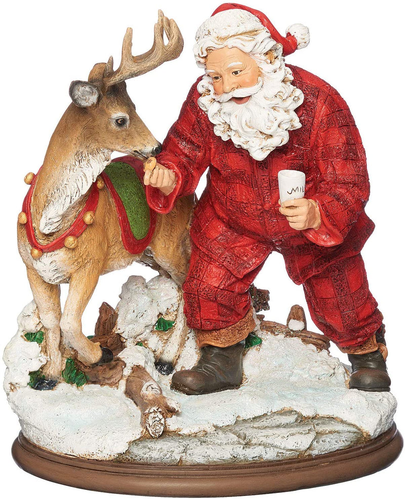 Santa with Milk, Cookies and Deer Figure - 8.5" Tall - The Country Christmas Loft