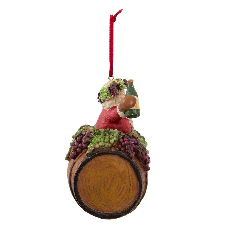 Santa On Wine Barrel Ornament - The Country Christmas Loft