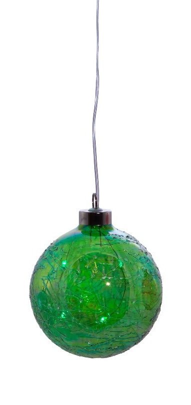 100MM USB Lighted Glass Ball Ornament - Green - The Country Christmas Loft