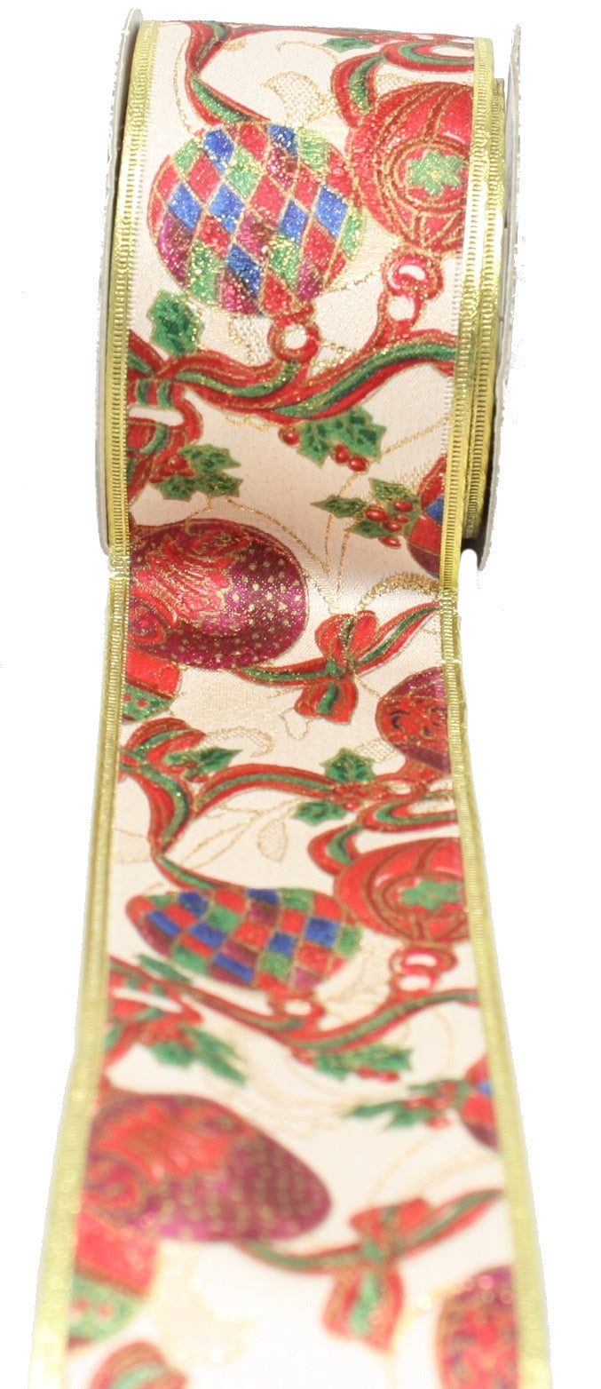 Ornament Burgundy  Wire Edge Ribbon - The Country Christmas Loft