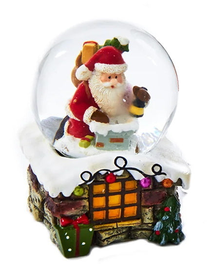 Santa Climbing down the Chimney Waterglobe - Looking Down - The Country Christmas Loft