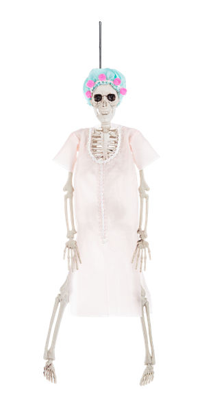 Costumed Hanging Skeleton - Mom in Hair Rollers - The Country Christmas Loft
