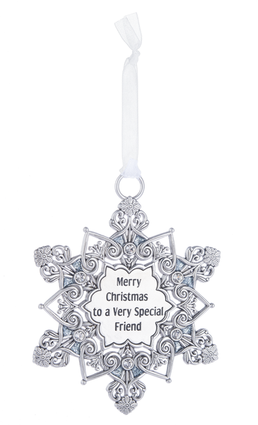 Gem Snowflake Ornament - Merry Christmas to a Very Special Friend - The Country Christmas Loft