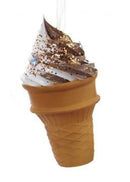Foam Ice Cream Cone Ornament - Vanilla Chocolate Swirl with Crystals - The Country Christmas Loft