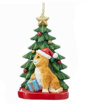 Cat with a Christmas Tree Ornament - Tabby - The Country Christmas Loft