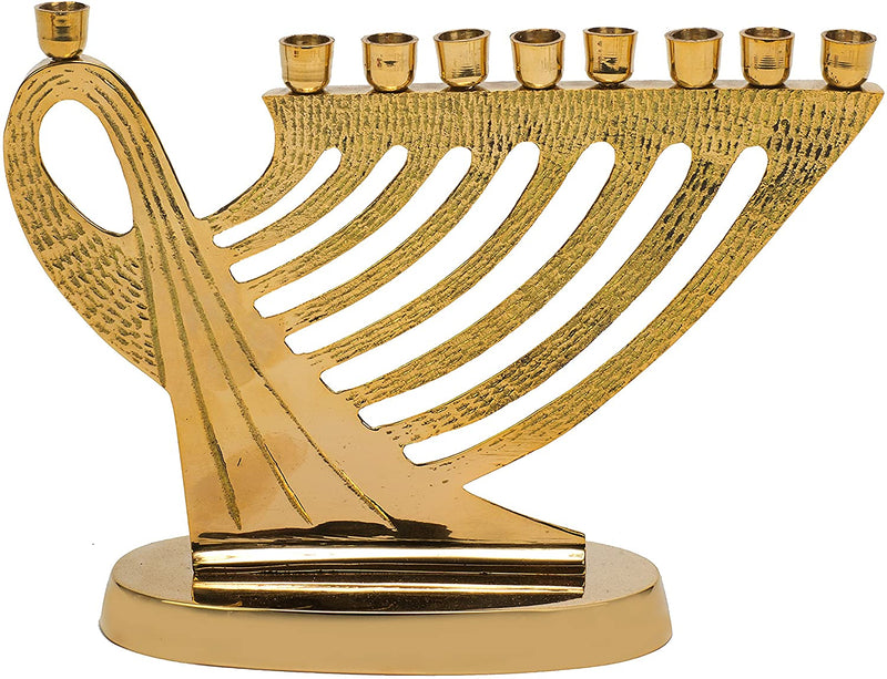 Brass Menorah - Textured Harp - The Country Christmas Loft